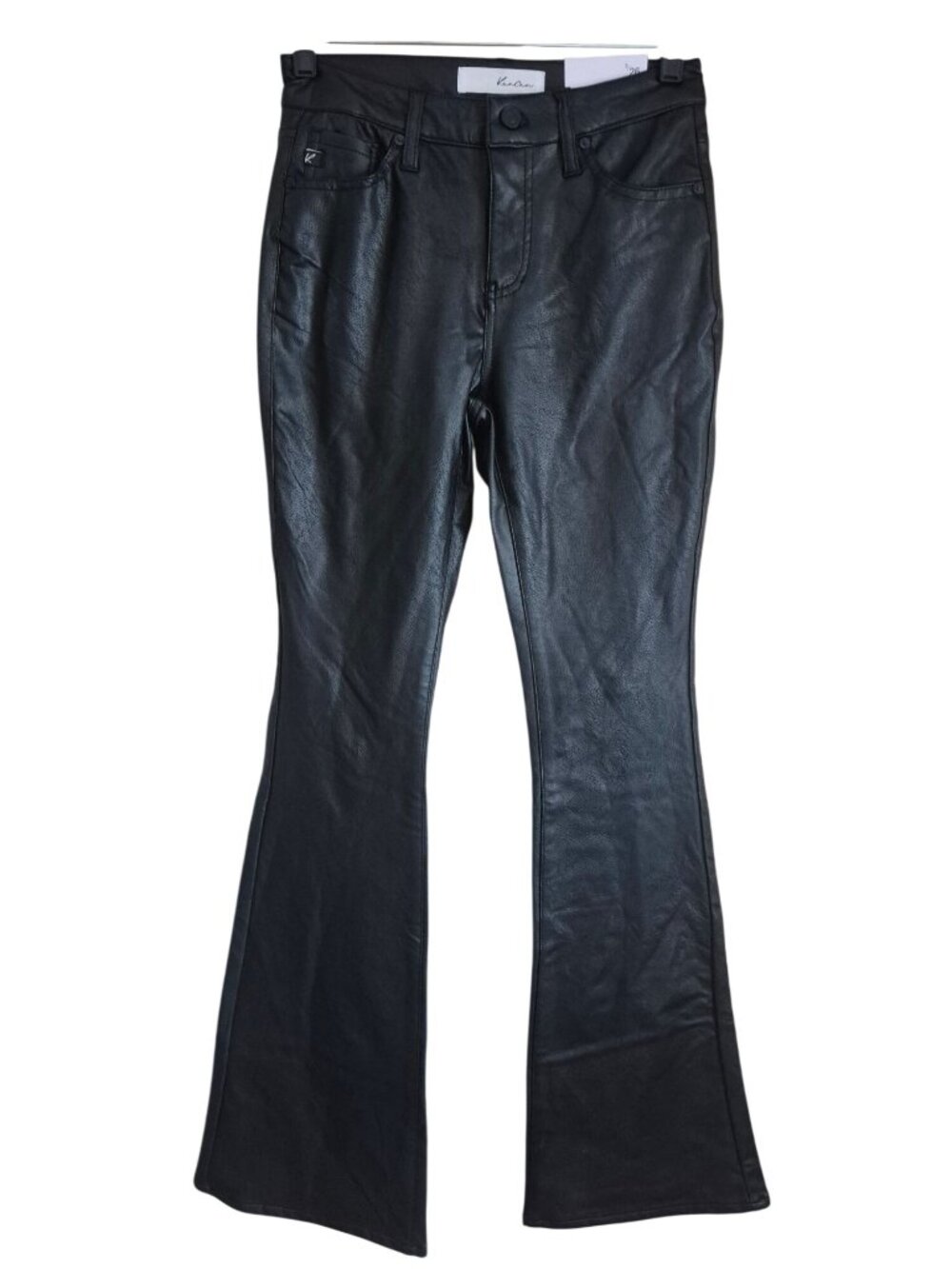 KanCan Black Faux Leather Flare Jeans Mid Rise Womens Size 5/26